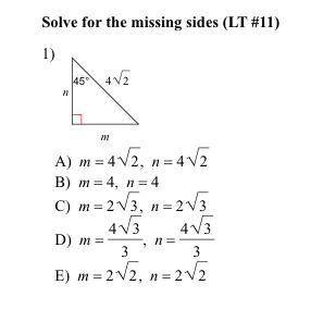 Solve for the missing sides