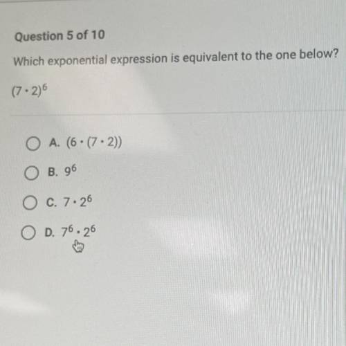 Which exponential expression is equivalent to the one below?
(7.2)