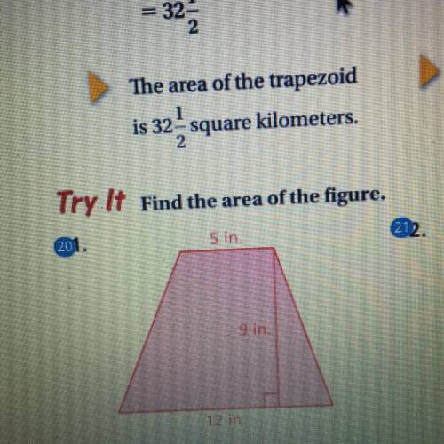 Find the area of the trapezoid pictured below.
