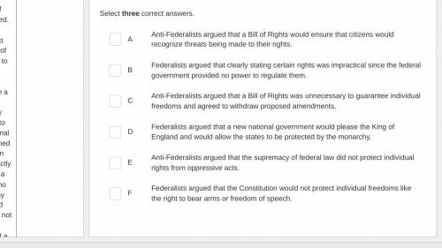 which statements best explain arguments for and against the Bill of Rights put forward by Anti-Fede