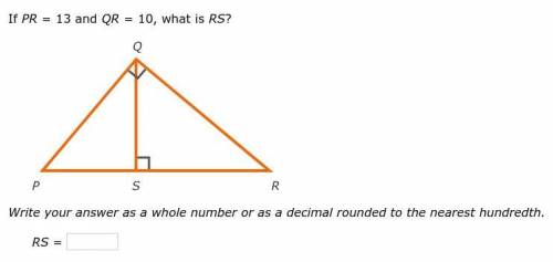 If PR = 13 and QR = 10, what is RS?

Write your answer as a whole number or as a decimal rounded t