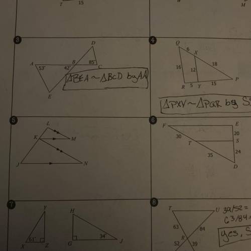 determine whether the triangles Similar￼. If similar state how, and write a similarity statement￼.