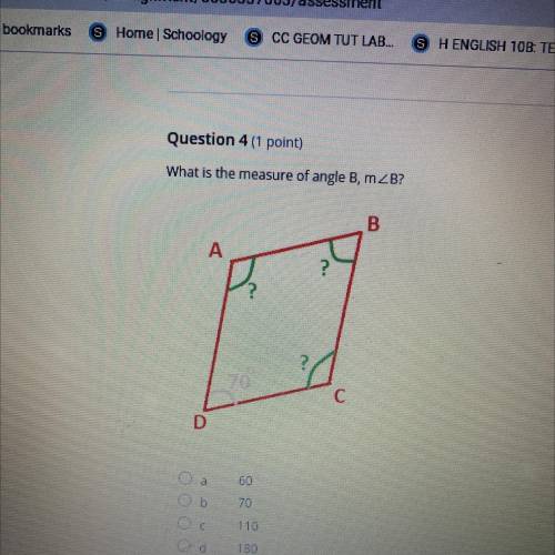 What is the measure of angle B, m