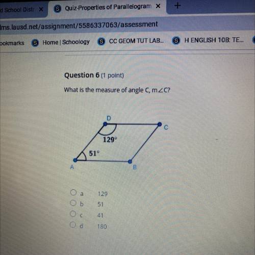 What is the measure of angle C, m