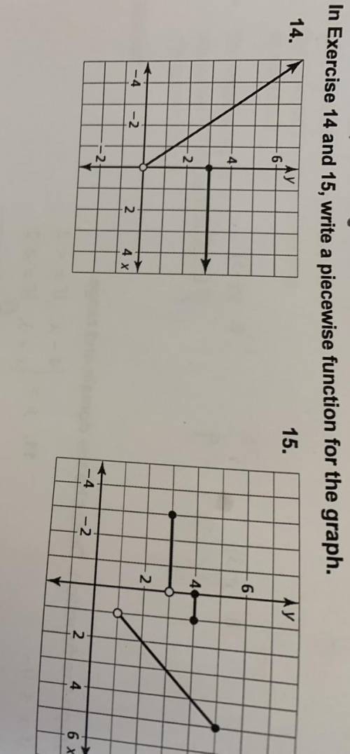 Write a piecewise function for these two graphs (shown in the picture)