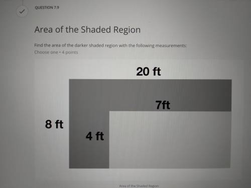 Area of the shaded region.

Find the area of the darker shaded region with the following measureme