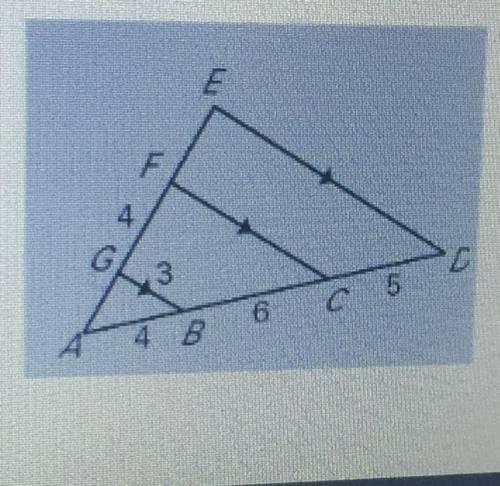 Determine the length of each segment. (hint: Draw the separate triangles to get CF

and DE)
12.) A