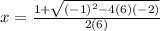 x=\frac{1+\sqrt{(-1)^2-4(6)(-2)}}{2(6)}