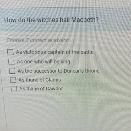 How do the witches hail Macbeth?