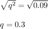 \sqrt{q^{2}} =\sqrt{0.09} \\\\&#10;q=0.3\\&#10;\\&#10;