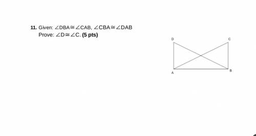 Geometry Question: How do I prove this?

Given: ∠DBA≅∠CAB, ∠CBA≅∠DAB
Prove: ∠D≅∠C
How do I prove ∠