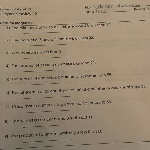 Help with questions 1-9 please