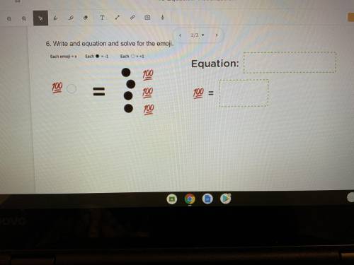 Write and equation and solve for the emoji.
