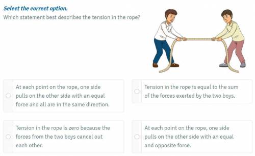 Which statement best describes the tension in the rope ?