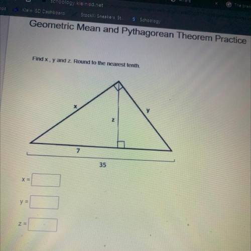 Geometric Mean and Pythagorean Theorem Practice
Find x and y. Round to the nearest tenth