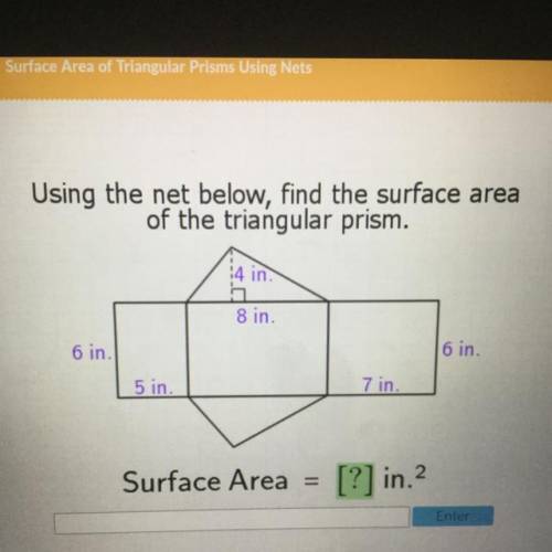 Help ASAP and you will be marked brainliest :)

Using the net below, find the surface area
of