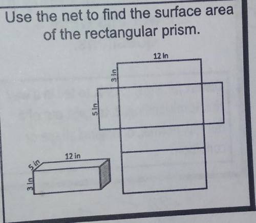 Use the net to find the surface area of the rectangular prism.