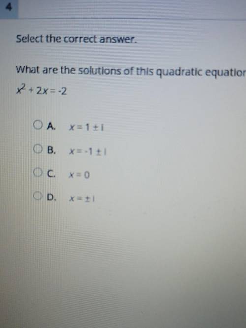 What are the solutions of this quadratic equation? x² + 2x= -2