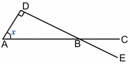 A, B & C lie on a straight line.

D, B & E lie on a different straight line.
∠
CBE = 40°.