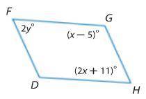 Use parallelogram FGHD to solve for x and y.