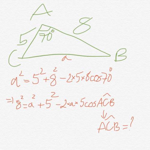 Accurately construct triangle ABC using

 the information below.
AB = 8 cm
AC
= 5 cm
Angle BAC = 70