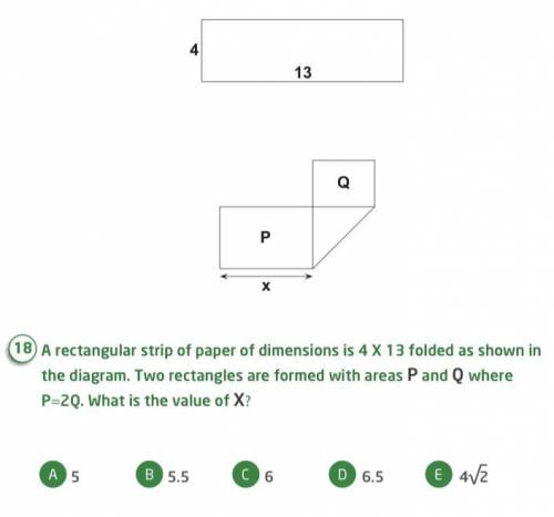 A rectangular strip of paper of dimensions is 4 X 13 folded as shown in the diagram. Two rectangles