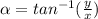 \alpha=tan^{-1}(\frac{y}{x})