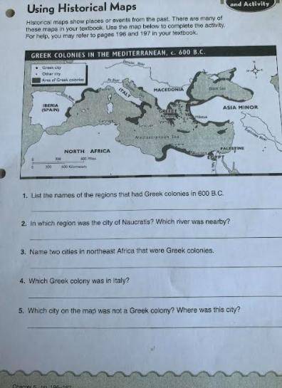 Greek colonies in the Mediterranean, c. 600 B. ( PLEASE HELP)