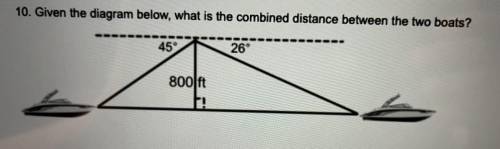 Given the diagram below, what is the combined distance between the two boats?