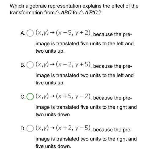 Which algebraic representation explains the effect of the transformation