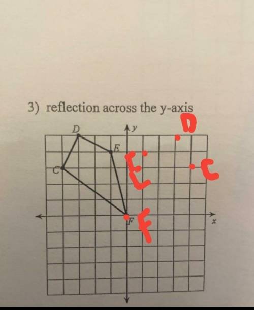 3) reflection across the y-axis