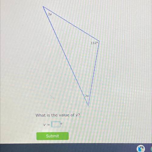 Triangle angle sum theorem 
what is the value of v?