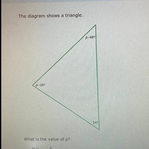 Triangle angle sum theorem 
What is the value of p?