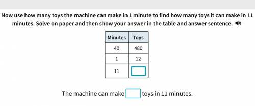 Now use how many toys the machine can make in 1 minute to find how many toys it can make in 11 minu