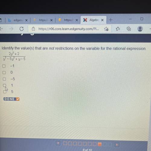 Identify the value(s) that are not restrictions on the variable for the rational expression.