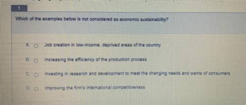Which of the examples below is not considered as economic sustainability?