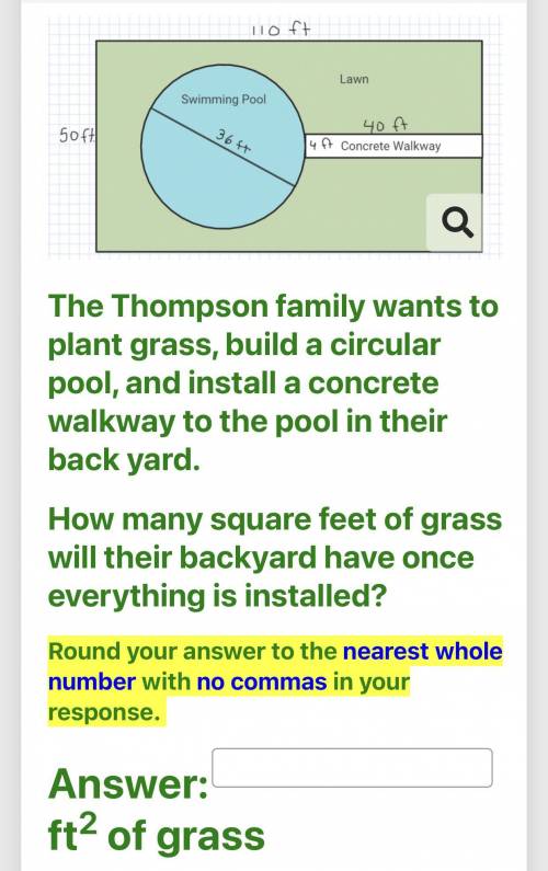 The Thompson family wants to plant grass, build a circular pool, and install a concrete walkway to
