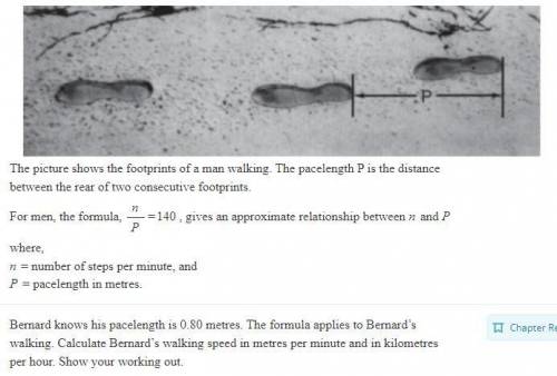 The picture shows the footprints of a man walking. The pace length P is the distance between the re