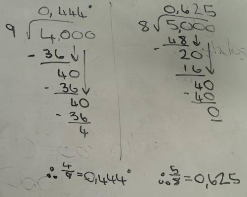 Use long division to write

9
and
as a decimal.
What is different about these answers?
if u could a