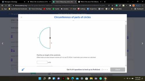 Find the arc length of the semicircle.

Either enter an exact answer in terms of pi or use 3.14, p