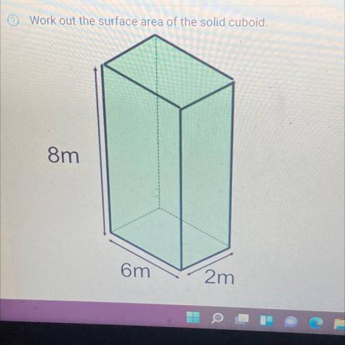 Surface area of solid cuboid 8cm 6cm 2cm