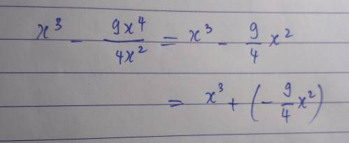Rewrite the fraction as a sum of 2 terms: x^3-9x^4/4x^2