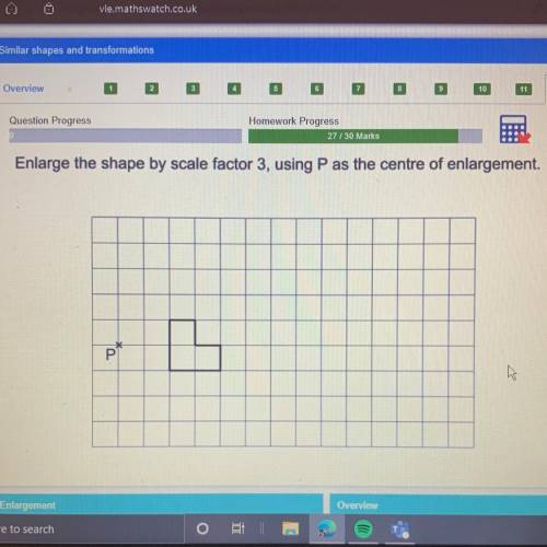 Enlarge the shape by scale factor 3, using P as the centre of enlargement.