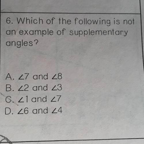 Which of the following is not an example of supplementary angles?