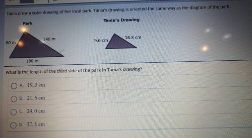 What is the length of the third side of the park in Tania's drawing