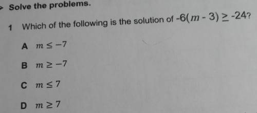 Which of the following is the solution of -6( m - 3 ) - 24
