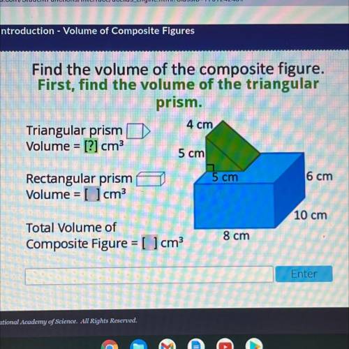 Find the volume of the composite figure first find the volume of the triangular 4cm 5cm 5cm 6cm 10c