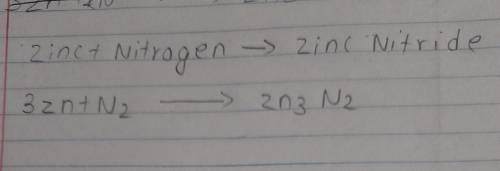 Directions: Convert the following word equations into formula equations then balance

them.
1. zinc