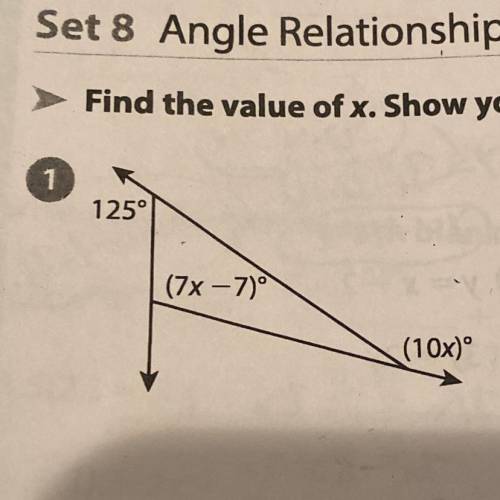 I need to find out the value of x using the angles on the triangle