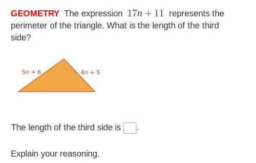 The expression 17n+11 represents the perimeter of the triangle.